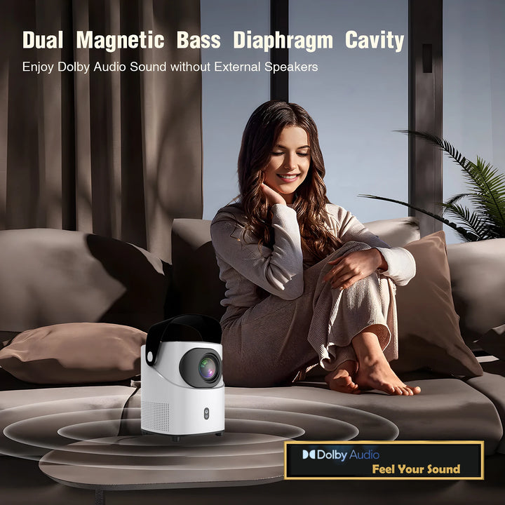 1080P Mini Projector – WiFi, Bluetooth, Foldable Bracket