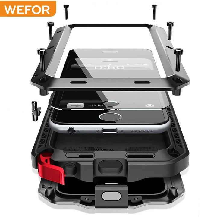Military-Grade Armor Case for iPhone 15–16 Series – Metal Aluminum Shockproof Full Body Cover
