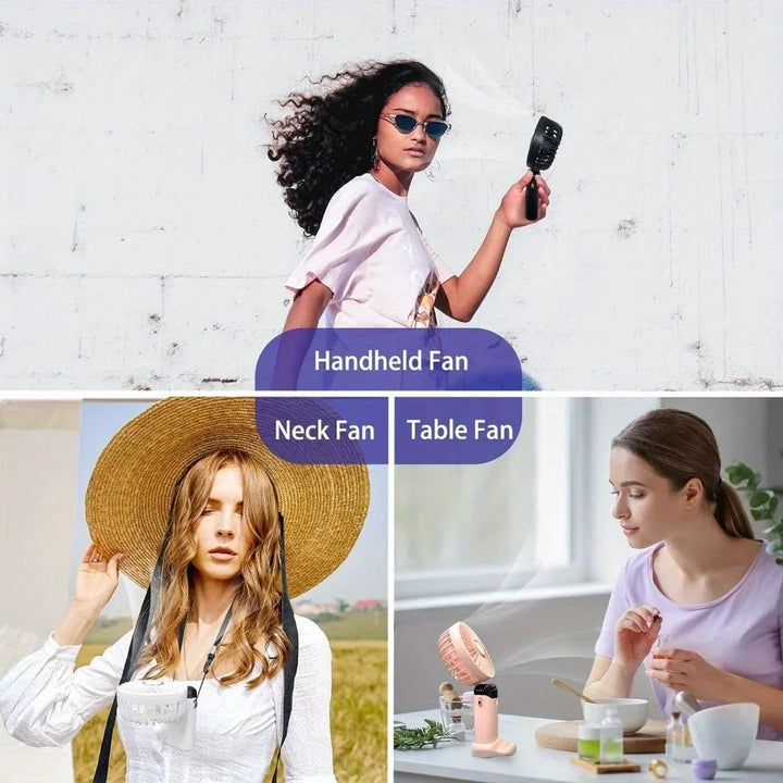Foldable USB Mini Fan – 5-Speed Handheld + Phone Stand, 1200mAh