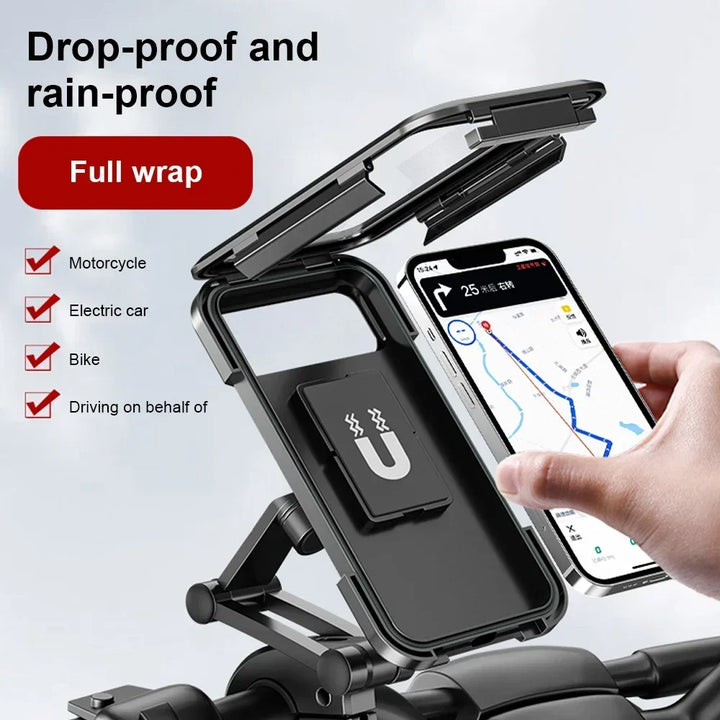 Waterproof Magnetic Bike & Motorcycle Phone Holder – 360° Adjustable