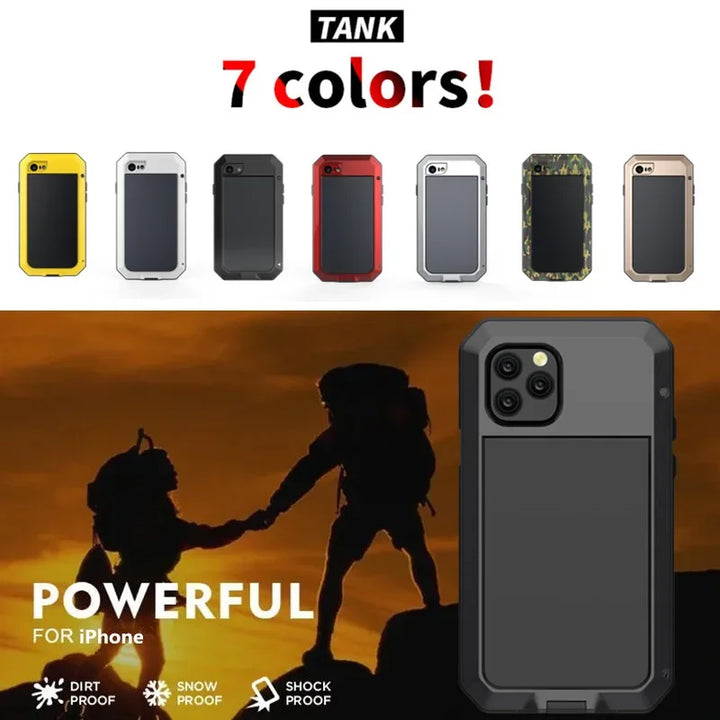 Military-Grade Armor Case for iPhone 15–16 Series – Metal Aluminum Shockproof Full Body Cover