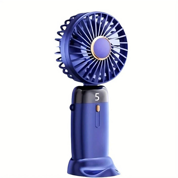 Foldable USB Mini Fan – 5-Speed Handheld + Phone Stand, 1200mAh